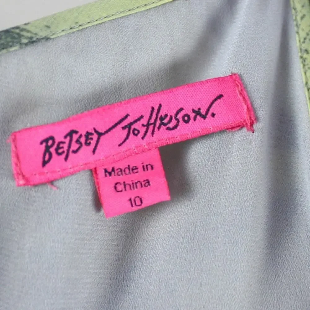 Betsey Johnson Maxi Dress Blouson Halter Gray Yellow Layered Beach 10